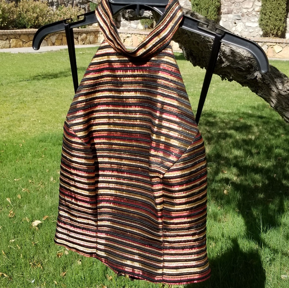 Sexy metallic Cache halter top with open back